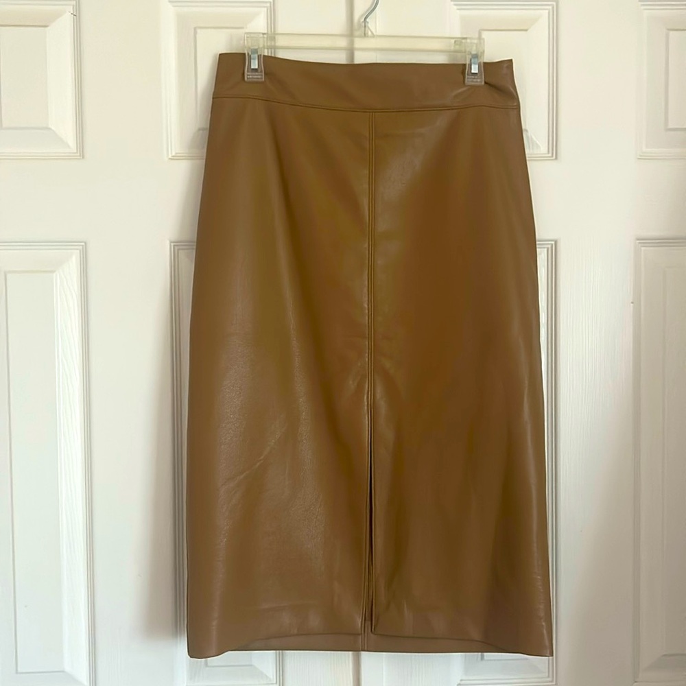 ELIE TAHARI - Faux Leather pencil midi skirt